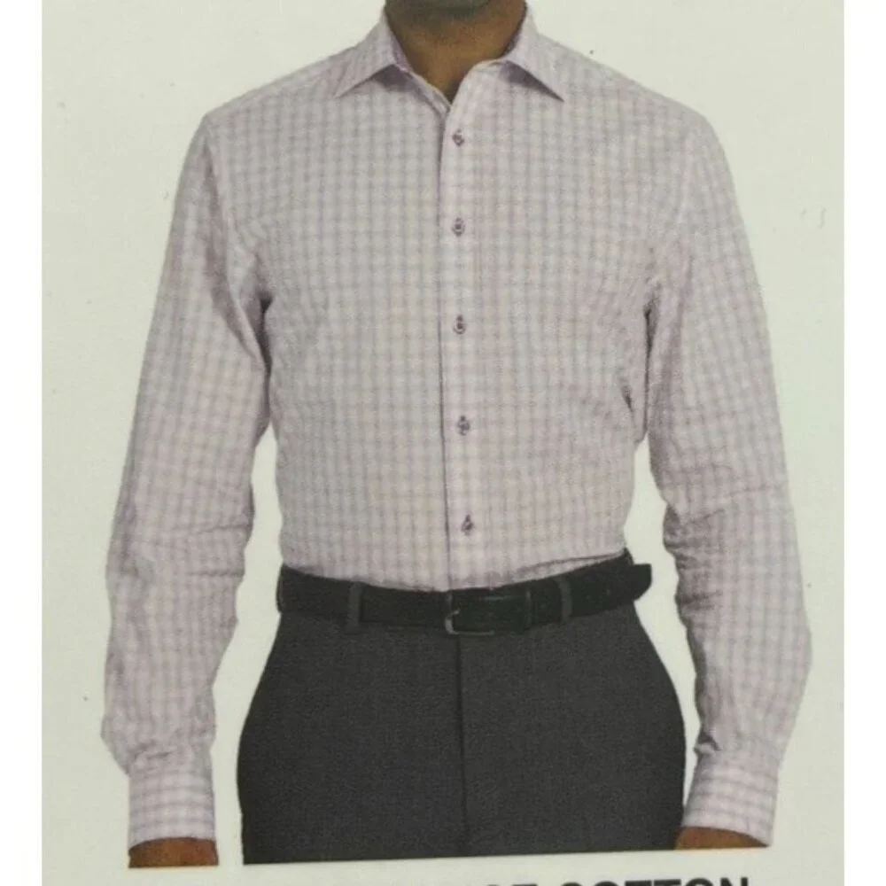 NEW Nick Graham Men's L-R Performance Cotton Dress Shirt 16-16.5 32/33 Stretch - Picture 2 of 5